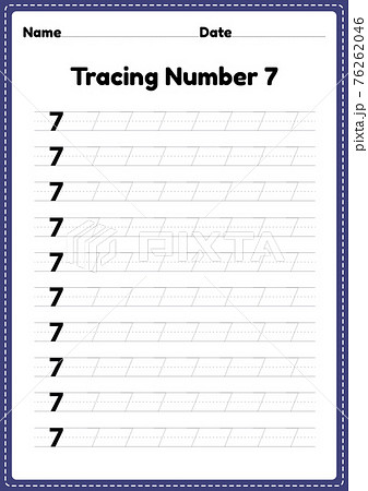 Tracing number 7 worksheet for kindergarten and preschool kids for educational handwriting practice in a printable page. Tracing number 7 worksheet for kindergarten and preschool kids for educational handwriting practice in a printable page. 76262046