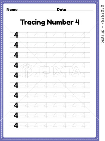 Tracing number 4 worksheet for kindergarten and preschool kids for educational handwriting practice in a printable page. Tracing number 4 worksheet for kindergarten and preschool kids for educational handwriting practice in a printable page. 76262050