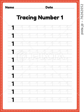Tracing number 1 worksheet for kindergarten and preschool kids for educational handwriting practice in a printable page. 76262052
