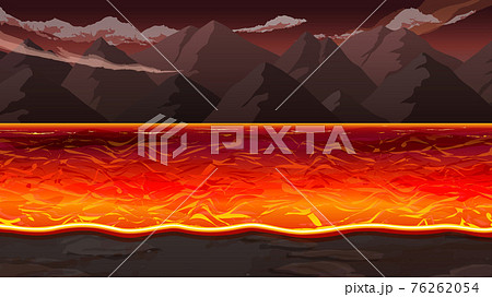 マグマ 溶岩の海の風景イラスト 16 9のイラスト素材