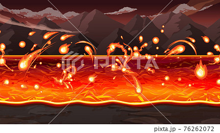 マグマ 溶岩の海の風景イラスト 16 9のイラスト素材