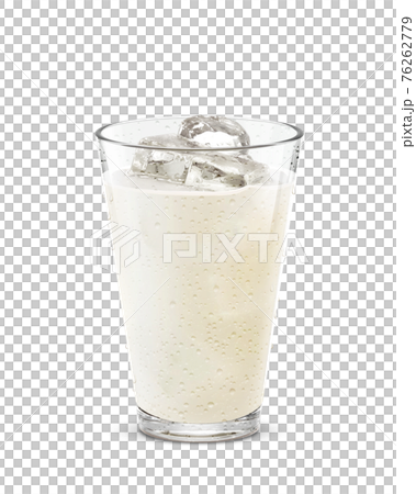 グラス 乳飲料 飲み物 氷 イラスト リアル 汗 76262779