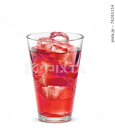 グラス 紫蘇ジュース 飲み物 氷 イラスト リアル 76263154