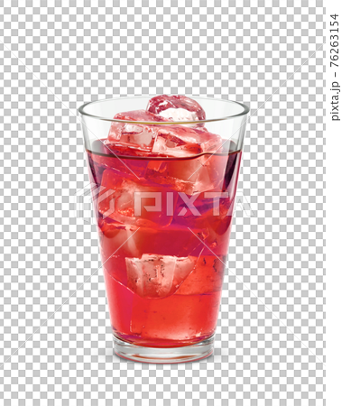 グラス 紫蘇ジュース 飲み物 氷 イラスト リアル 76263154