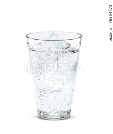 グラス 炭酸水 ソーダ 飲み物 氷 イラスト リアル 汗 76264072