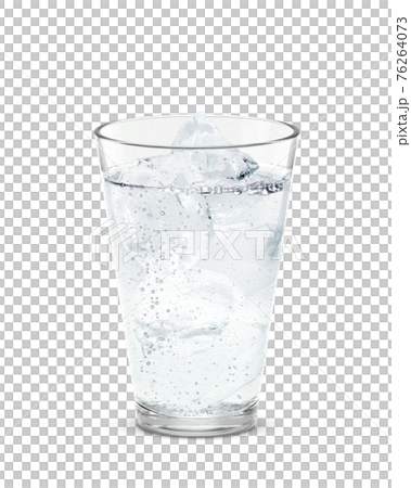 グラス 炭酸水 ソーダ 飲み物 氷 イラスト リアル 76264073