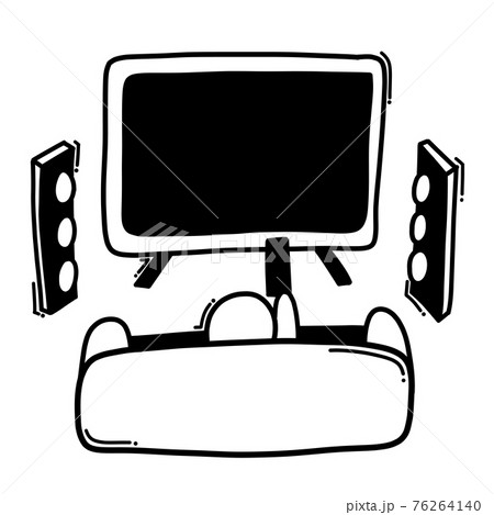 home theatre doodle vector icon. Drawing sketch illustration hand drawn line eps10 76264140