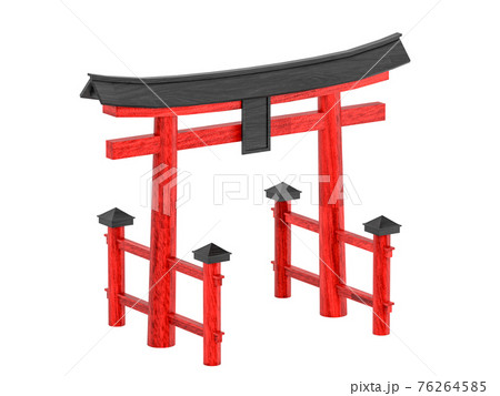 Japanese gateway Torii isolated on white background, 3d rendering 76264585