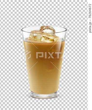 玻璃咖啡牛奶冰奶茶冰飲料插畫真實 76264672