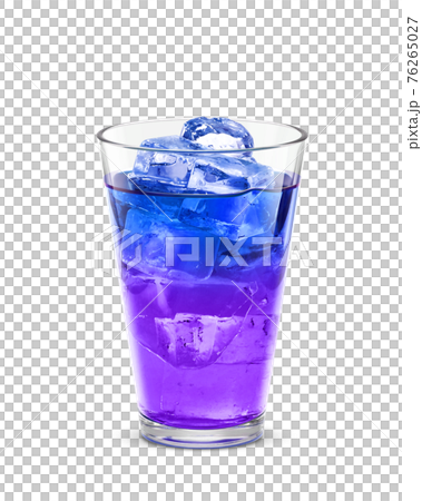 玻璃蝴蝶豌豆冰飲料插畫寫實 76265027