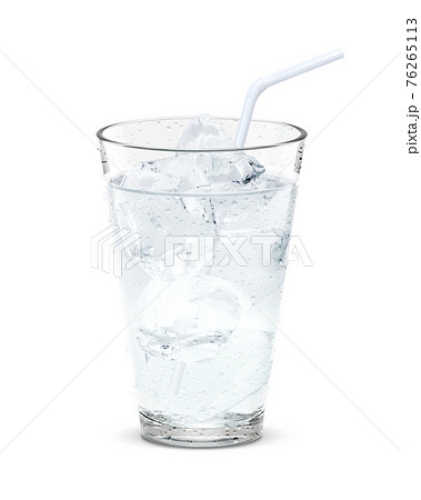 グラス 水 お冷 飲み物 氷 イラスト リアル ストローのイラスト素材