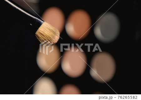 Set of eyeshadow pastel shades and makeup brush 76265582
