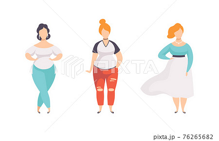 Beautiful Stylish Plump Women Set, Plus Size Overweight Girls in Fashion Clothes Flat Vector Illustration Beautiful Stylish Plump Women Set, Plus Size Overweight Girls in Fashion Clothes Flat Vector Illustration 76265682