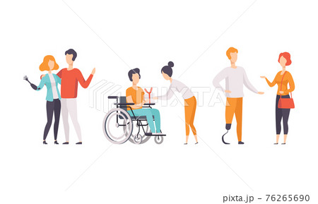 Happy Disabled People Having Good Time with their Friends Set, Support, Accessibility, Active Lifestyle Concept Flat Vector Illustration Happy Disabled People Having Good Time with their Friends Set, Support, Accessibility, Active Lifestyle Concept Flat Vector Illustration 76265690