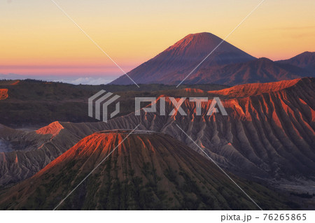 Beautiful view of Mount Bromo and mist in morning at Bromo Tengger Semeru National Park, East Java, Indonesia Beautiful view of Mount Bromo and mist in morning at Bromo Tengger Semeru National Park, East Java, Indonesia 76265865