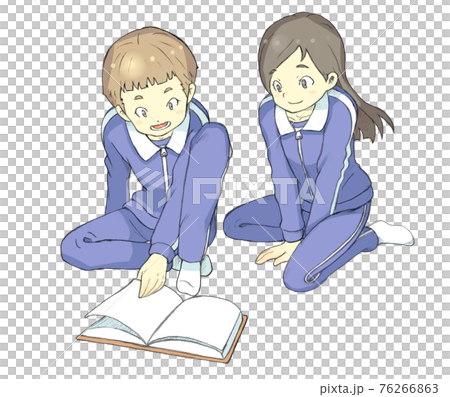 一個穿運動服的初中女生正在一起看書 一個穿運動服的初中女生正在一起看書 76266863