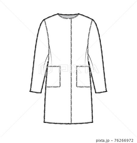 Teddy bear coat fur technical fashion illustration with long sleeves, oversized body, knee length, patch pockets. Flat Teddy bear coat fur technical fashion illustration with long sleeves, oversized body, knee length, patch pockets. Flat 76266972