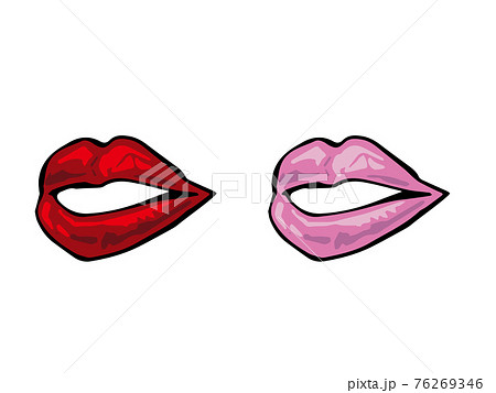 赤とピンクの唇のイラスト素材