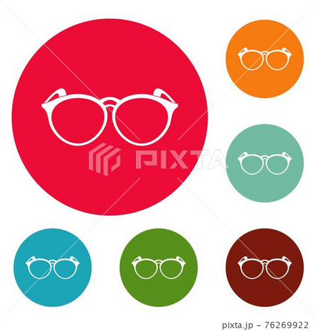 Plastic eyeglasses icons circle set vectorのイラスト素材 [76269922] - PIXTA