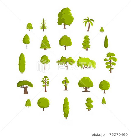 Tree icons set, flat style 76270460