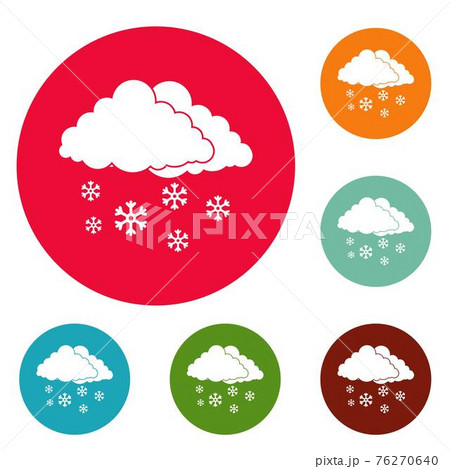 Snow cloud holiday icons circle set vector 76270640