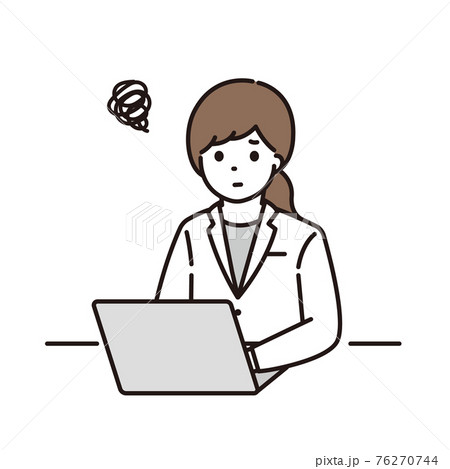 パソコン 悩む 女性 薬剤師 医師 76270744