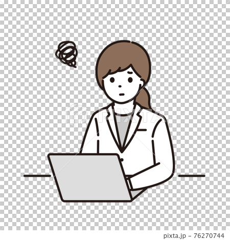 パソコン 悩む 女性 薬剤師 医師 76270744