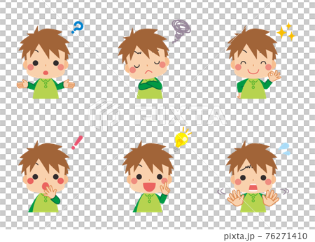 一個可愛的小男孩思考白色背景 Q & A Q & A 的插圖集 76271410