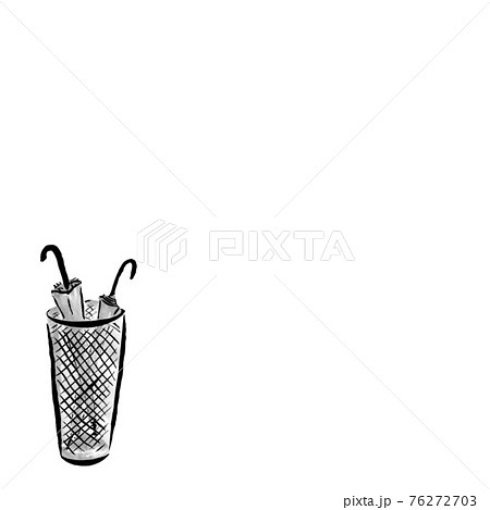 傘立ての挿絵 墨の手描き室内イラスト のイラスト素材