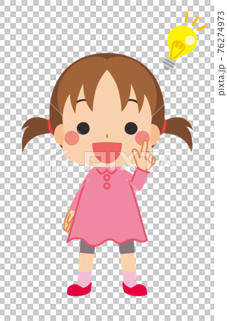 一個想出好主意的可愛小女孩的插圖。 一個想出好主意的可愛小女孩的插圖。 76274973