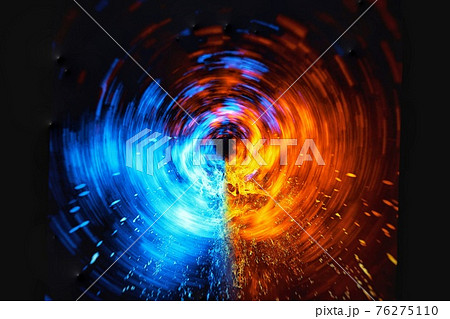 赤い炎と青い炎が渦巻く抽象的な背景のイラスト素材