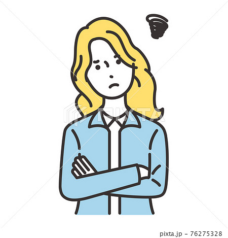 外国人 女性 表情 悩むのイラスト素材