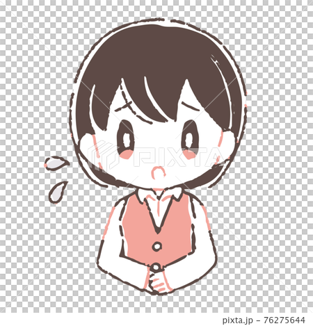 困り顔の受付の女性のイラストのイラスト素材