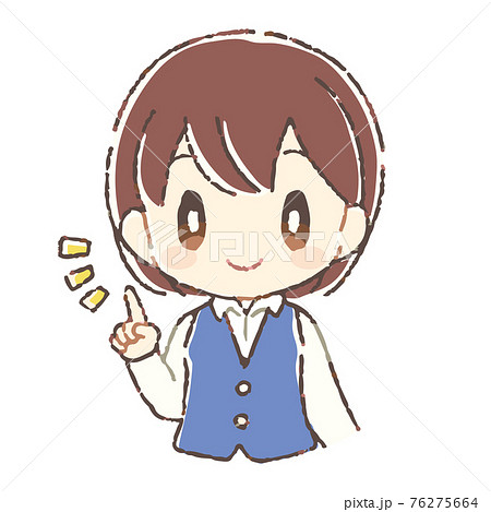 指差しする受付の女性のイラストのイラスト素材