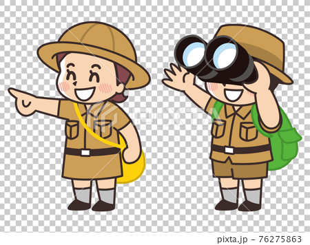 Binoculars And Children S Expedition Stock Illustration