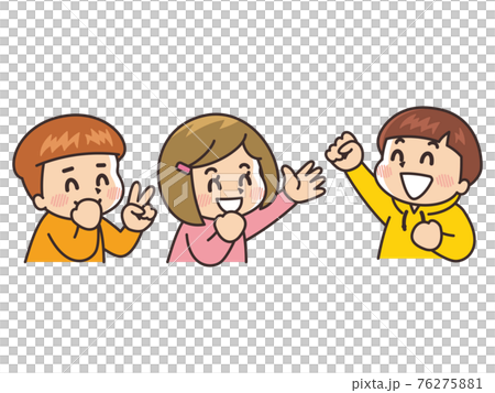 ジャンケンをする子供　グーチョキパー　あいこでしょ 76275881