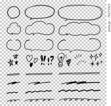 手描き 吹き出しイラスト セット 線のみ 手描き 吹き出しイラスト セット 線のみ 76275923