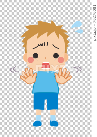 一個可愛的小男孩搖頭，完全否認的插圖 76276081