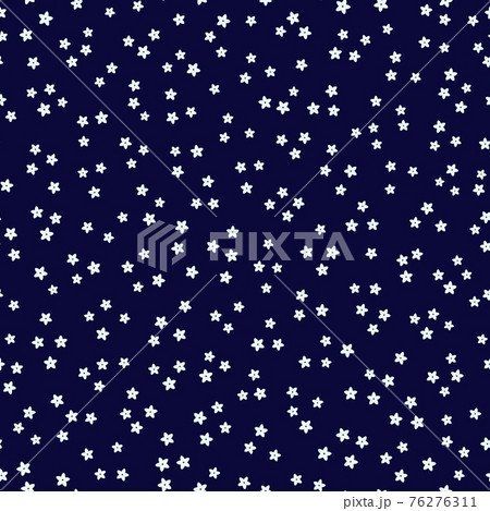 Cute pattern in small flower. Small white flowers on dark blue background 76276311
