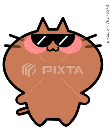 サングラスを掛けた日焼けにゃんこのイラスト素材