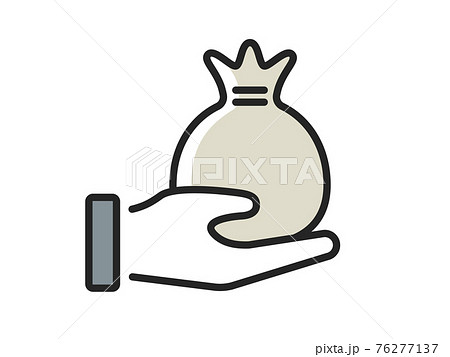 ドル袋を持つ手のアイコンイラストのイラスト素材