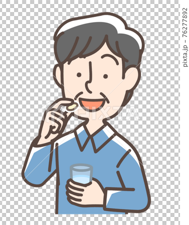 薬を服用する男性 76277892