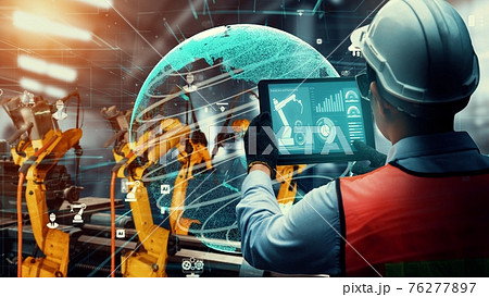 Smart industry robot arms modernization for digital factory tech 76277897