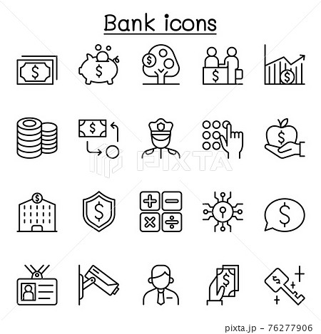 Money & banking icon set in thin line style 76277906