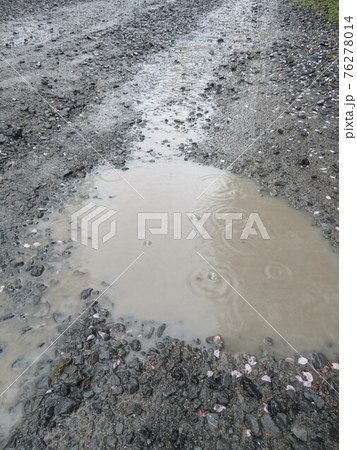 水たまりと波紋と雨の轍 水たまりと波紋と雨の轍 76278014