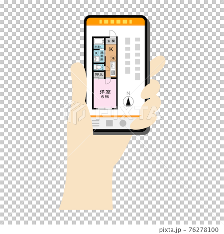 スマホで物件を見るイラストイメージ 76278100
