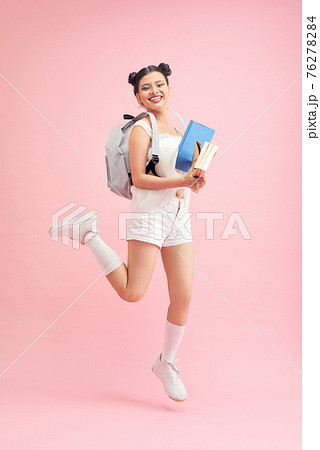 Yeah I pass! Portrait of crazy high schoolgirl got excellent mark on test best students in campus Yeah I pass! Portrait of crazy high schoolgirl got excellent mark on test best students in campus 76278284