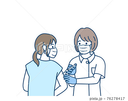 注射　コロナワクチン　予防接種　看護師　女性　イラスト素材 76278417