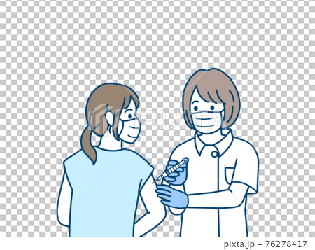 注射　コロナワクチン　予防接種　看護師　女性　イラスト素材 76278417