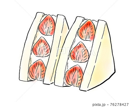 食べ物 手描きイラスト 苺サンドのイラスト素材
